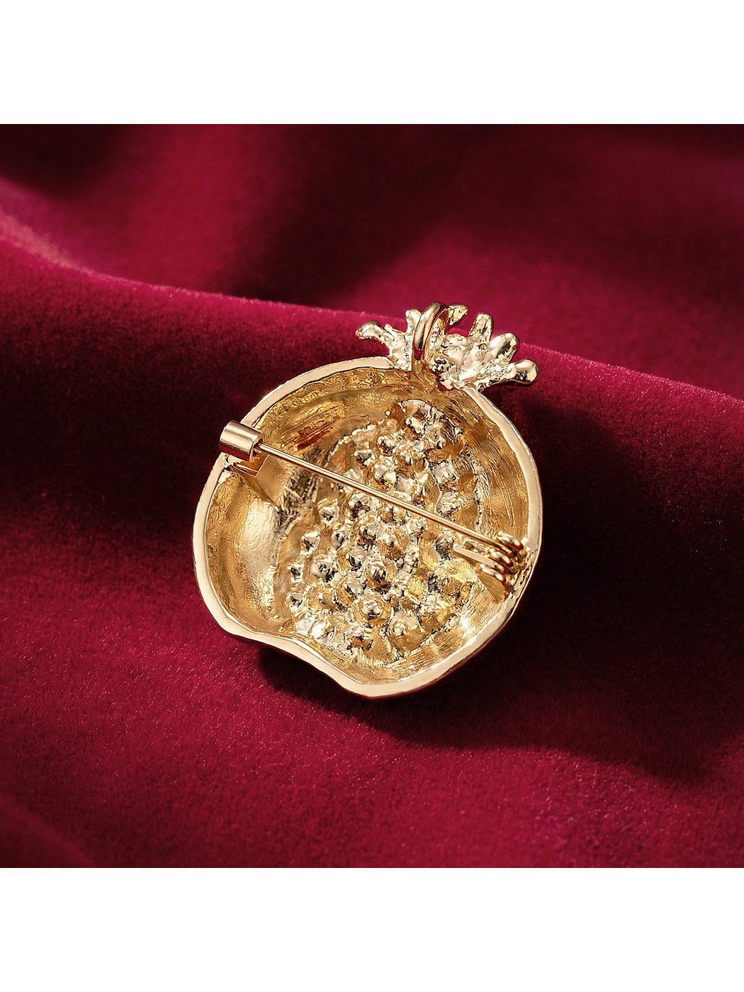 Brovia - Drip Oil Enamel Alloy Pomegranate Brooch