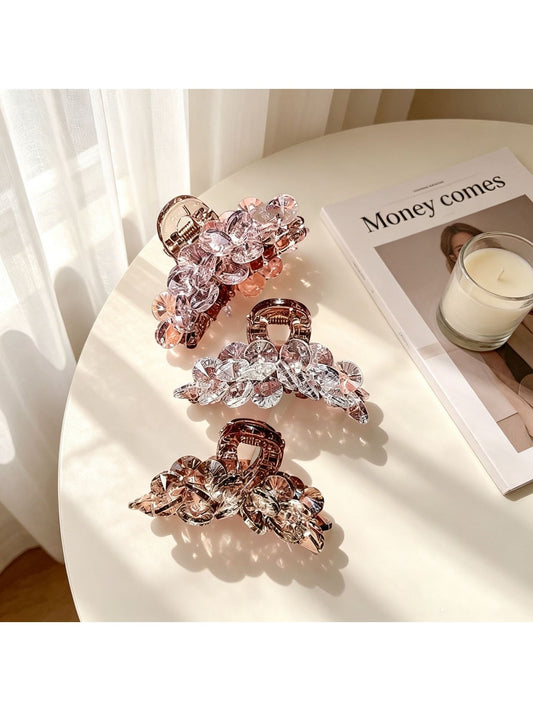 Beau - Decorative Shiny Flower Cluster Claw Hair Clip