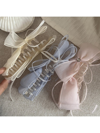 Beau - Elegant Solid Color Bow Banana Clip