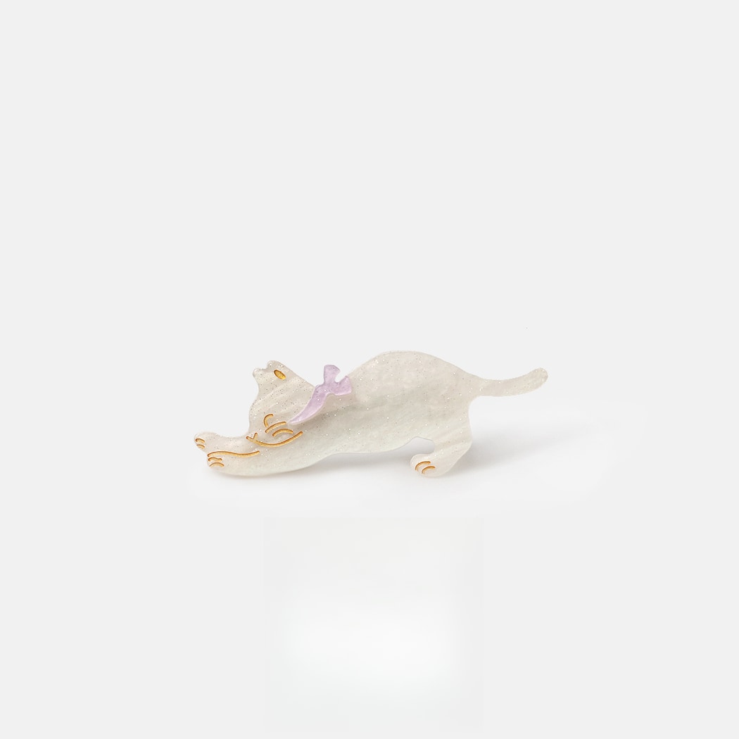 Beau - Playful Stretching Cat Acetate Side Hair Clip