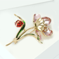 Brovia - Vintage Lotus Ladybug Accent Brooch