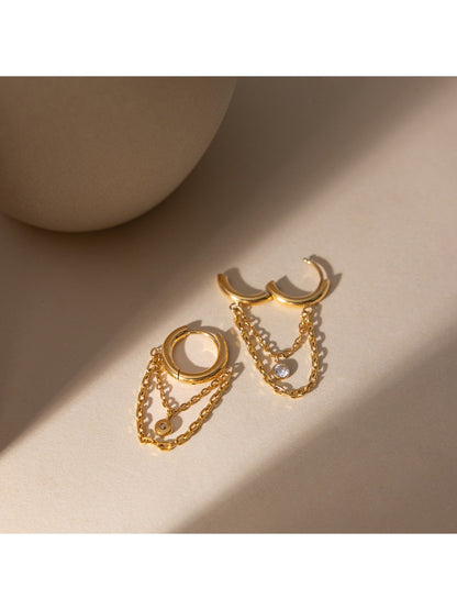 Earedge - Dainty Chain & Tassel Drop Earrings