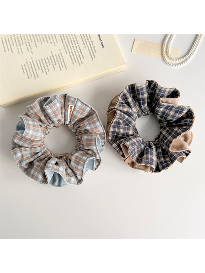 Gifty - Plaid Patchwork Contrast Hair Scrunchie