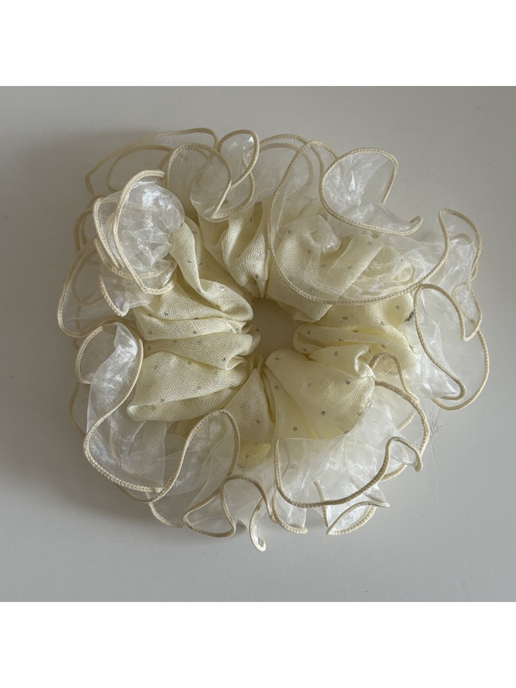 Gifty - Fresh Mesh Lace Trim Oversized Scrunchie