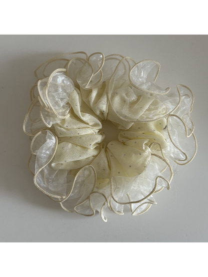 Gifty - Fresh Mesh Lace Trim Oversized Scrunchie