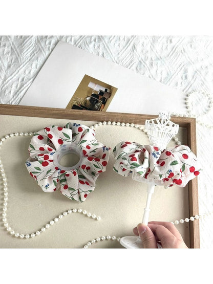 Gifty - Cherry Print Polyester Fabric Scrunchie