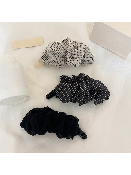 Beau - Cloud Shape Sheer Fabric Polka Dot Banana Clip
