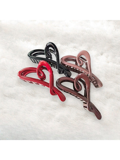 Beau - Minimal Heart Design Square Plastic Claw Clip