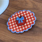 Beau - Vintage Red White Checkered Apple Hair Clip