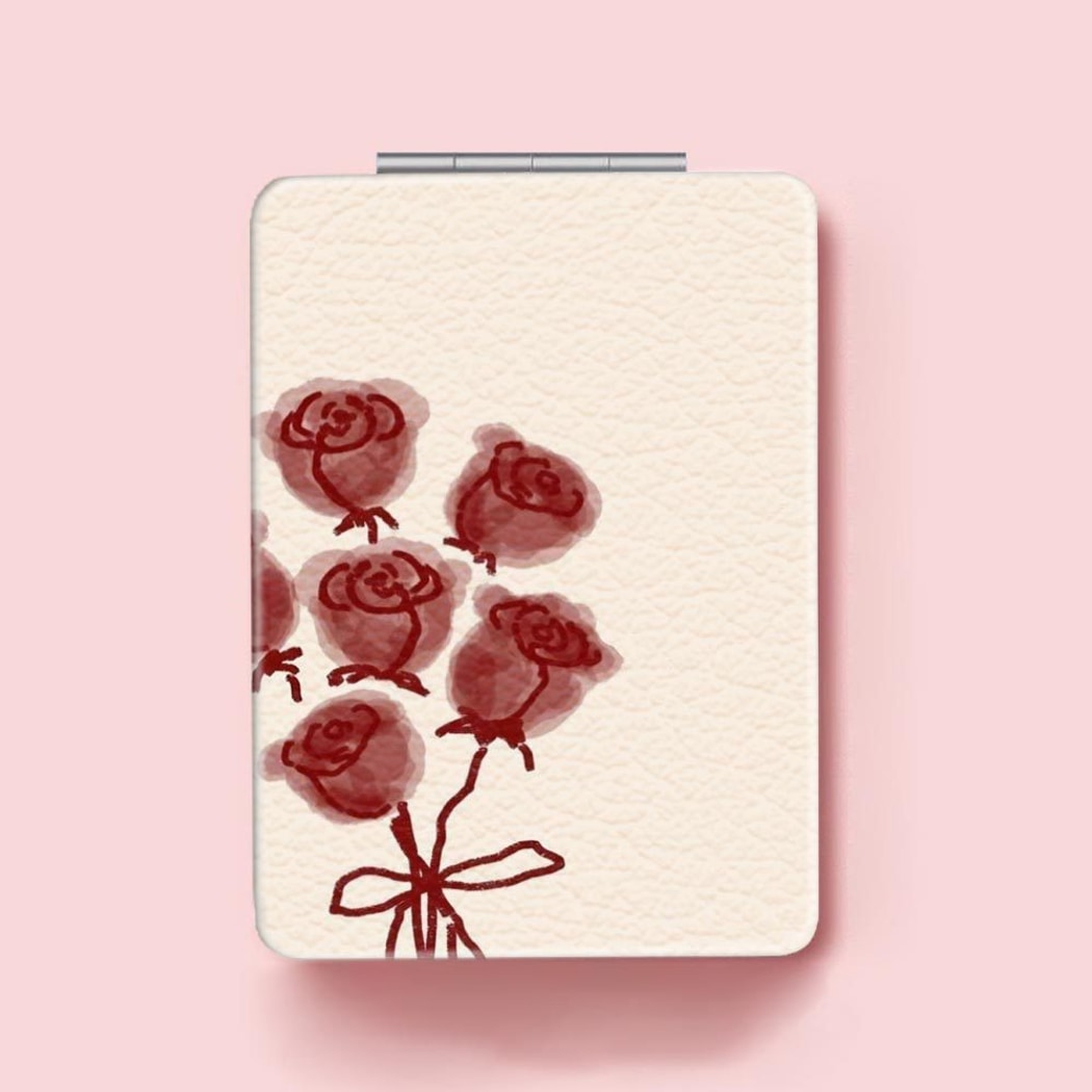 Mirroray - Strawberry Pattern Desktop Foldable Makeup Mirror
