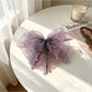 Beau - Glitter Mesh Bow Ribbon Tassel Claw Clip