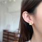 Earedge - Heart Detail Plated Fashion Stud Earrings