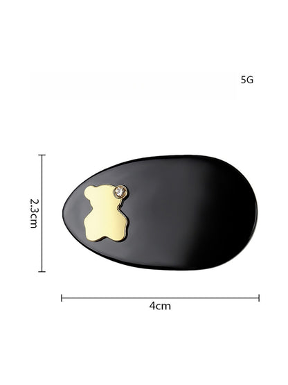 Beau - Oval Acetate Bear Detail Duckbill Hair Clip