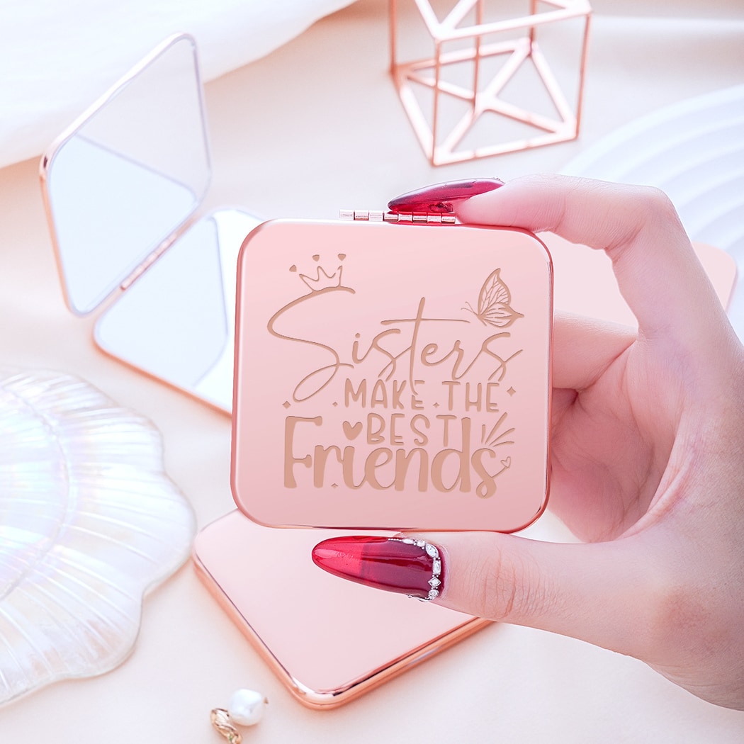 Mirroray - Square Alloy Frame Folding Makeup Mirror