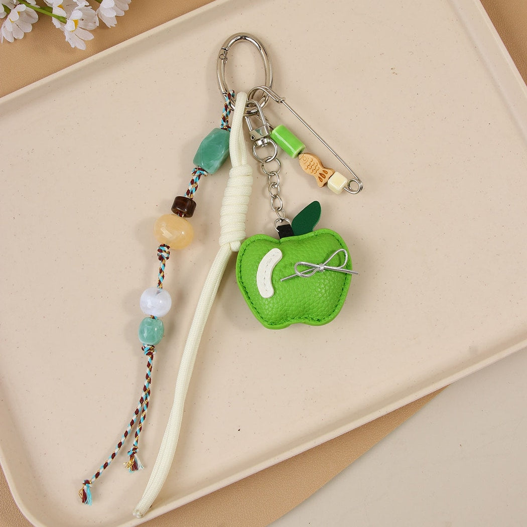 Keypus - Apple Motif Woven Cord Bag Charm Keychain