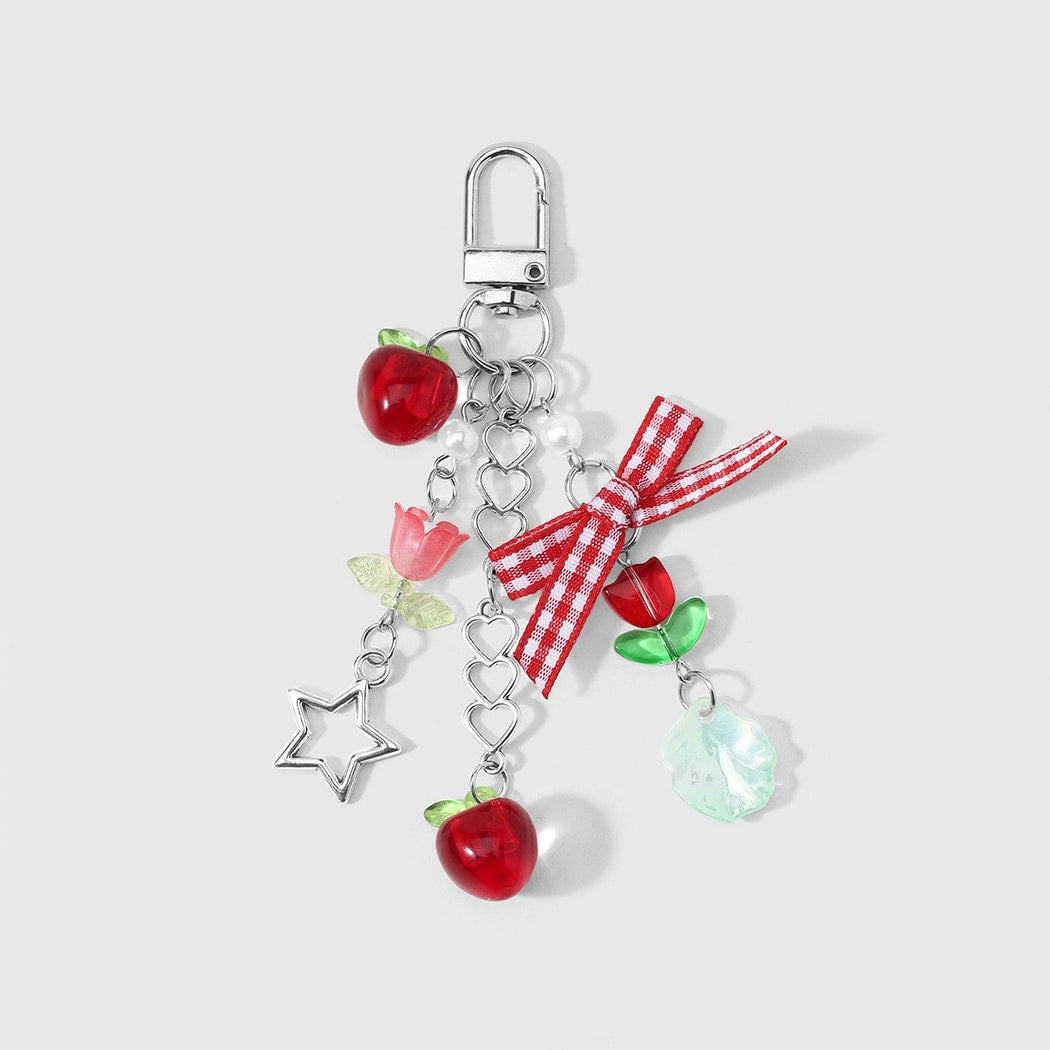 Keypus - Sweet Plaid Bow Apple Tulip Keychain
