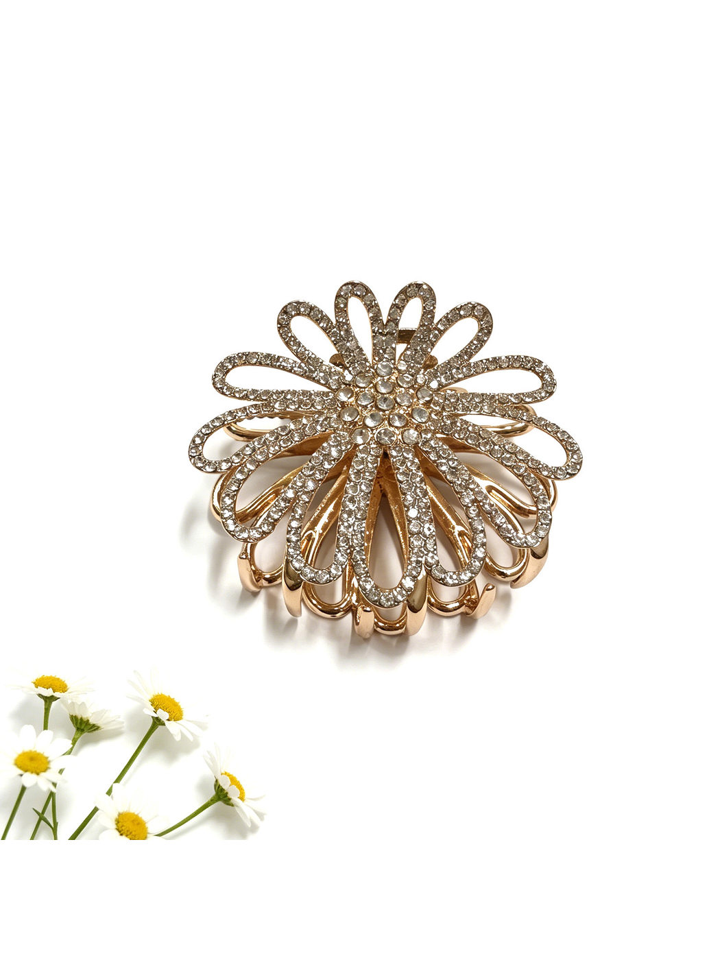 Beau - Petal Shape Rhinestone Hair Claw Clip