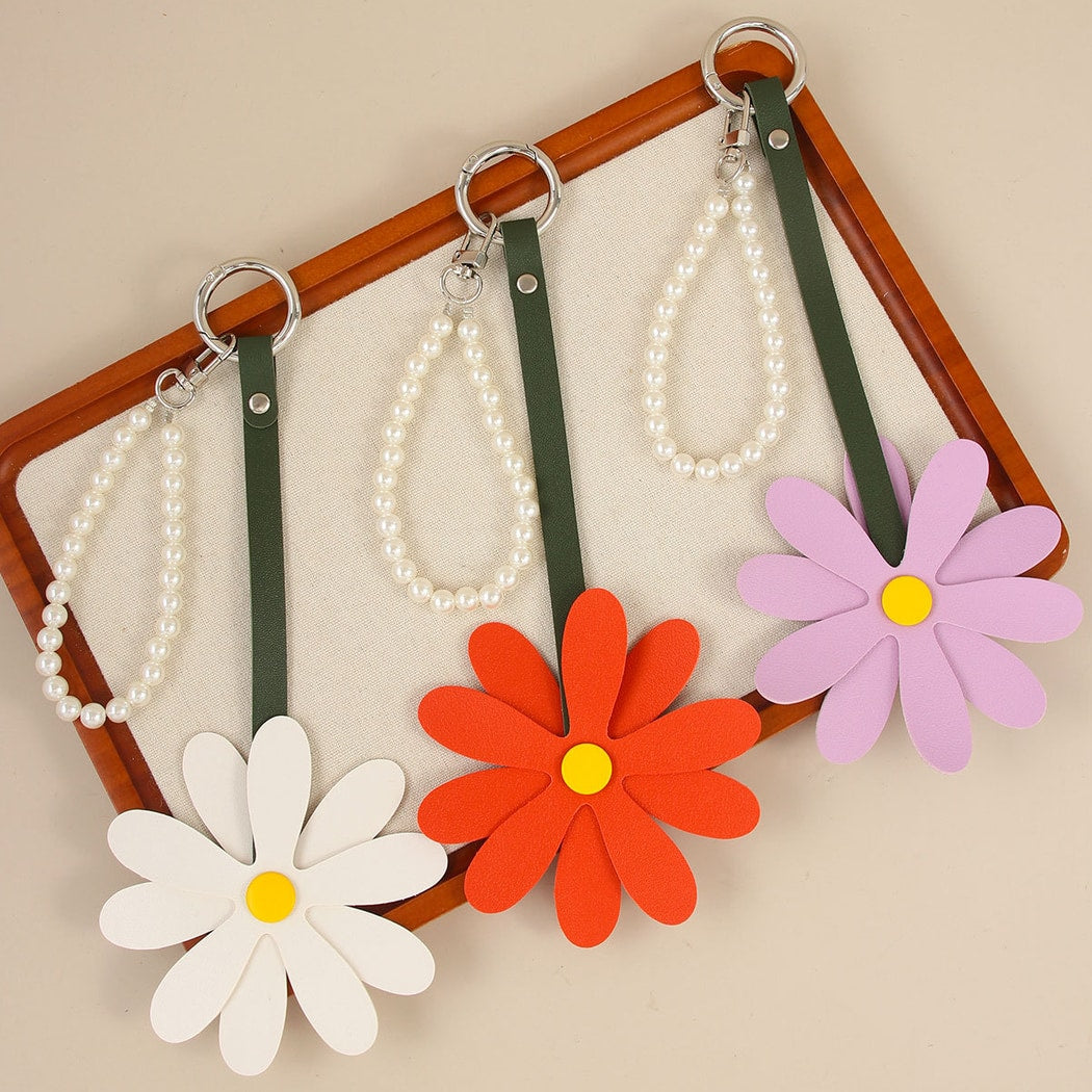Keypus - Daisy Flower PU Keyring Bag Charm Keychain