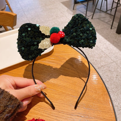 Gifty - Christmas Sequin Pom Pom Bow Headband