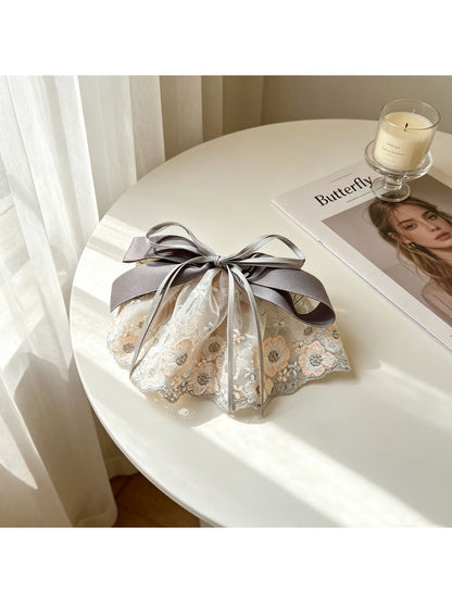 Beau - Lace Embroidered Ribbon Bow Hair Clip