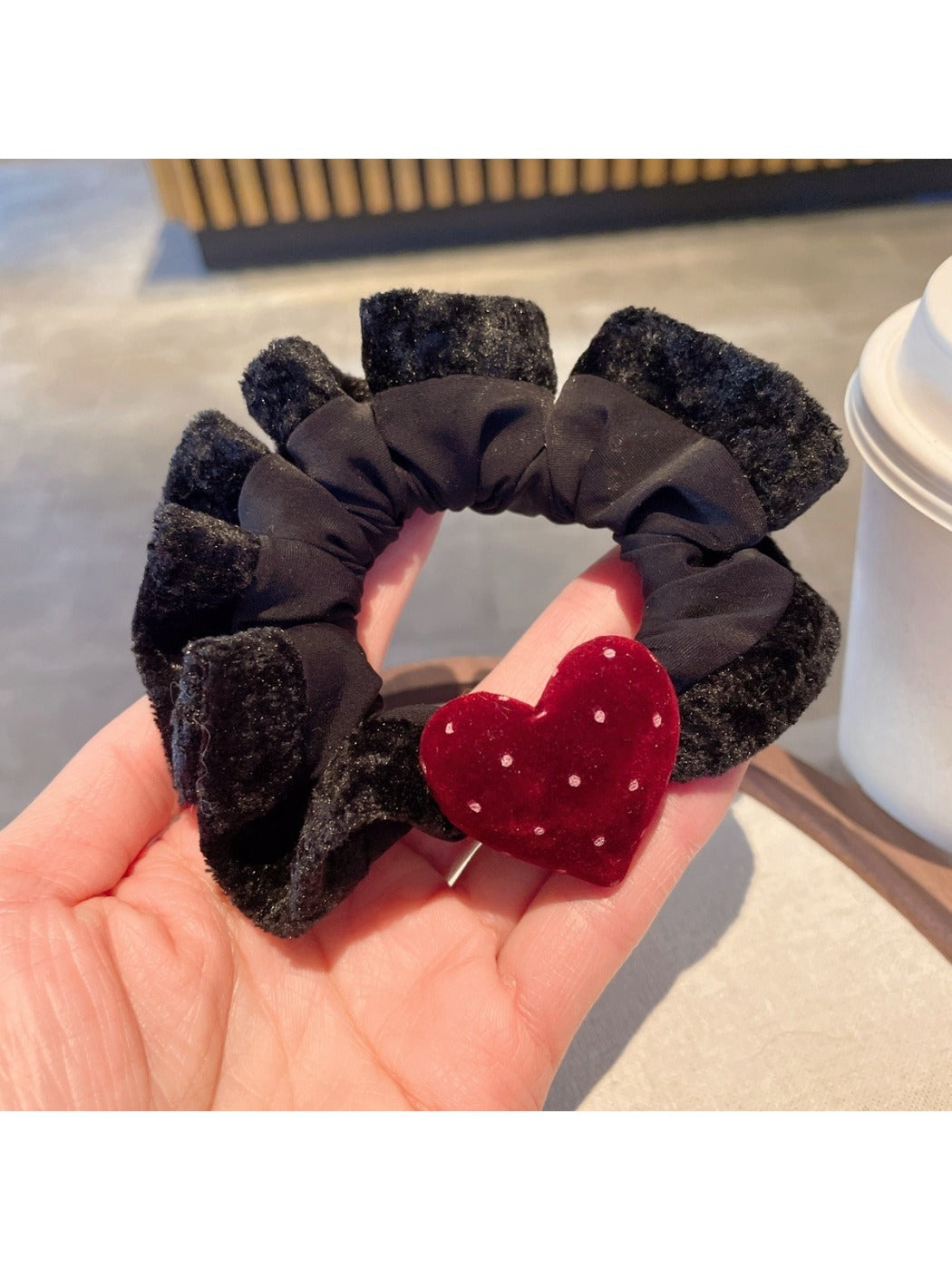 Gifty - Polka Dot Heart Voluminous Scrunchie