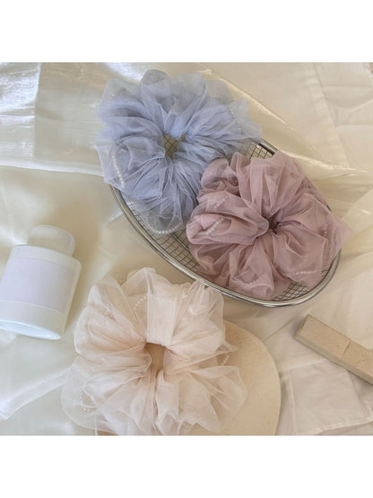 Gifty - Double Layer Mesh Ruffle Hair Tie Scrunchie
