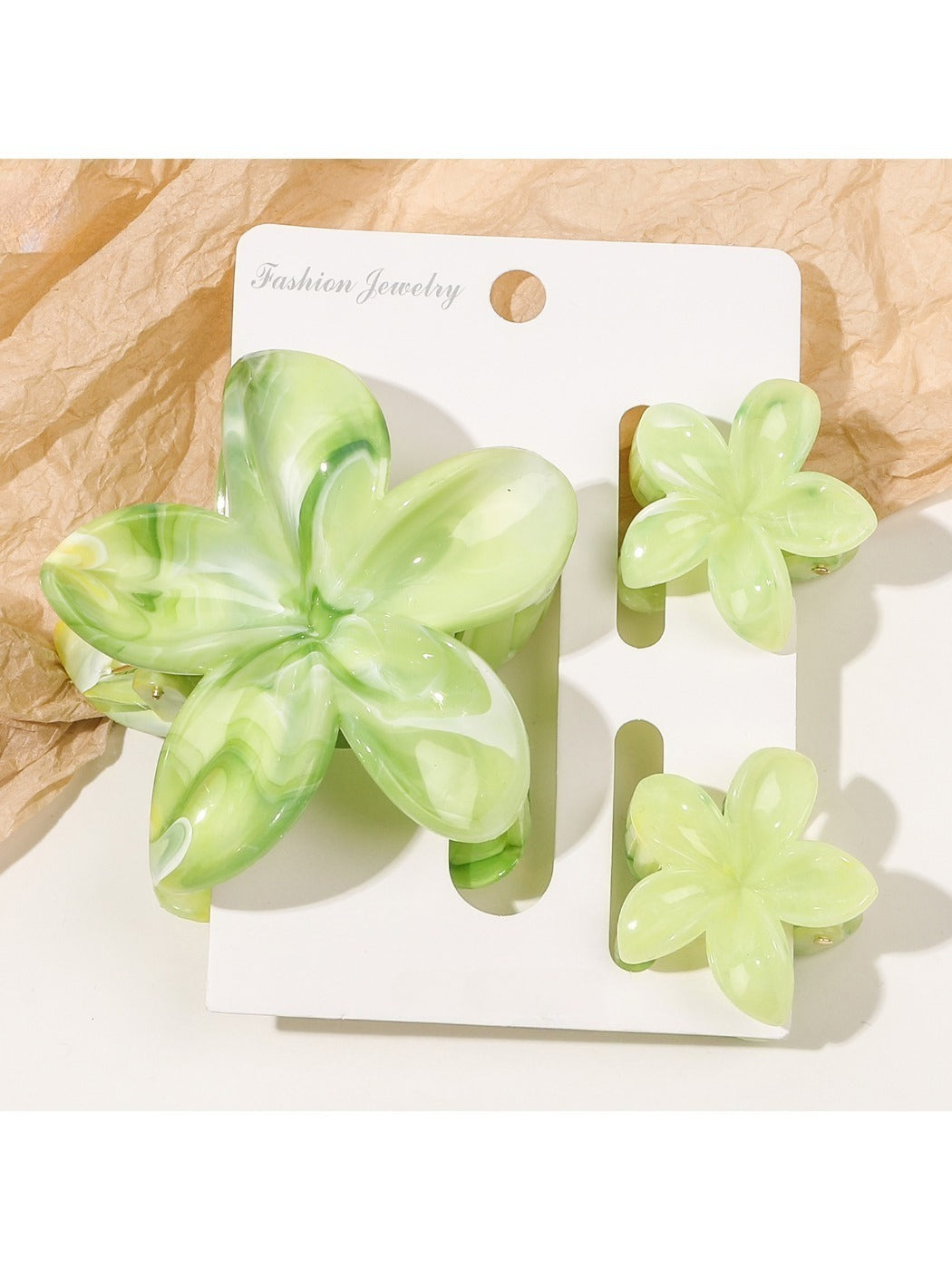 Beau - Marbled Frangipani Hair Clips Set