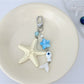 Ocean Starfish Little Fish keychain with metal ring and ocean creature charms