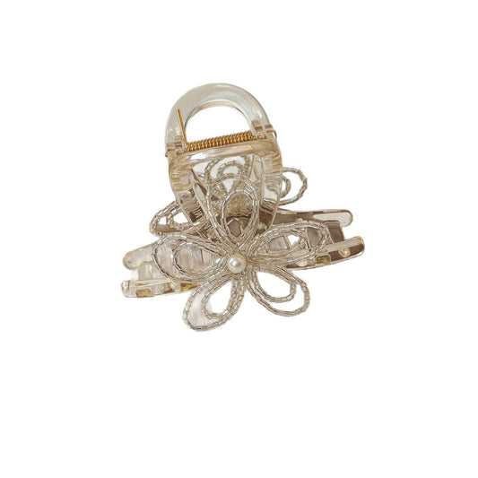 Beau - Beaded Flower Plastic Alloy Claw Hair Clip