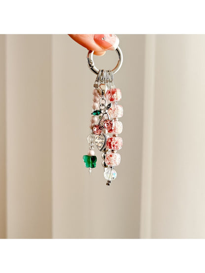 Keypus - Sweet Beaded Cherry Keyring Bag Charm Keychain