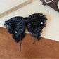 Beau - Polka Dot Ribbon Bow Lace Trim Hair Clip