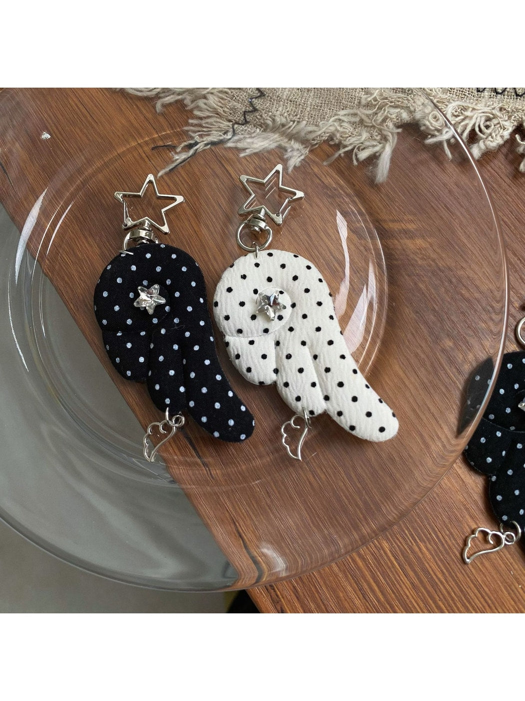 Keypus - Retro Angel Wing Fabric Charm Alloy Keychain