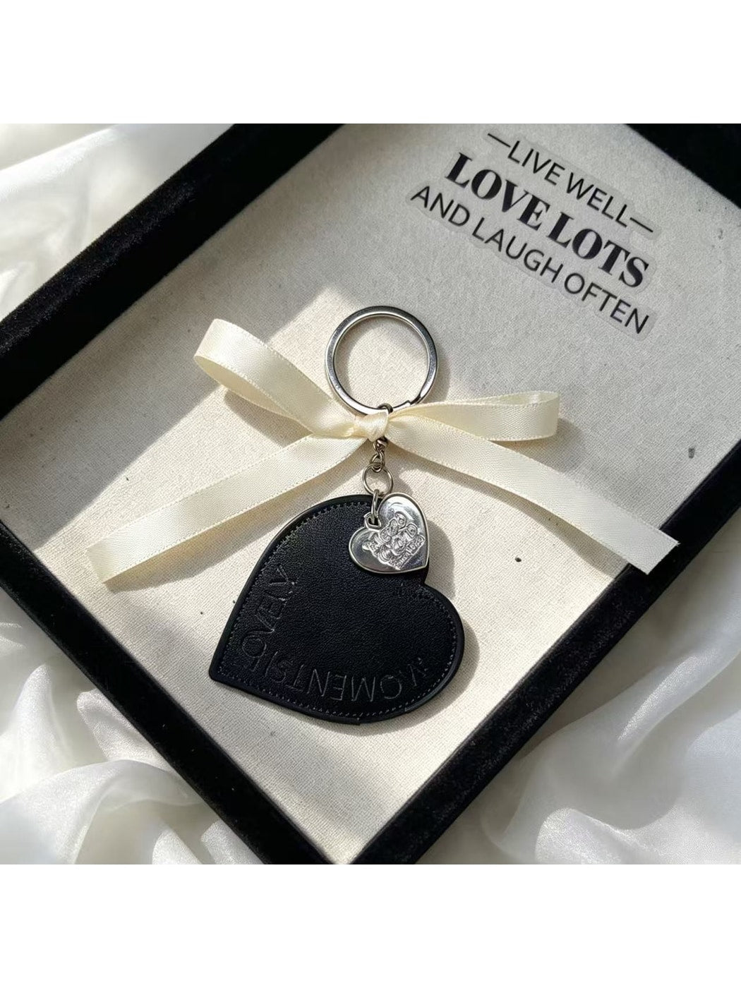 Keypus - Ribbon Accent Heart Pendant Key Ring Keychain