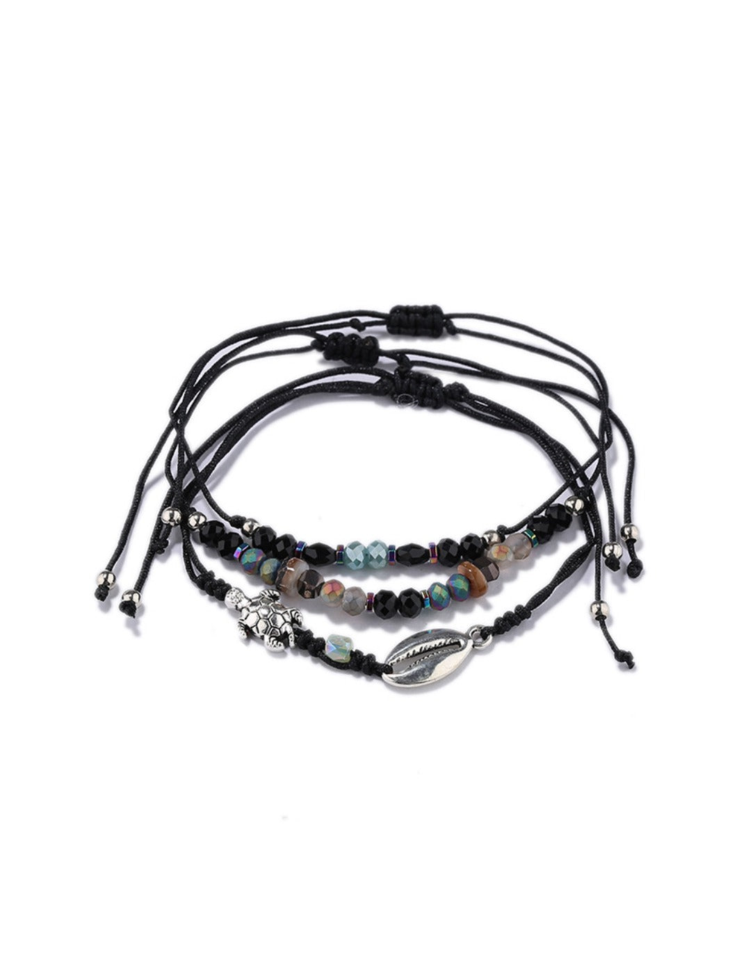 Lovra alloy charm small bead bracelet with clasp visible on a neutral background