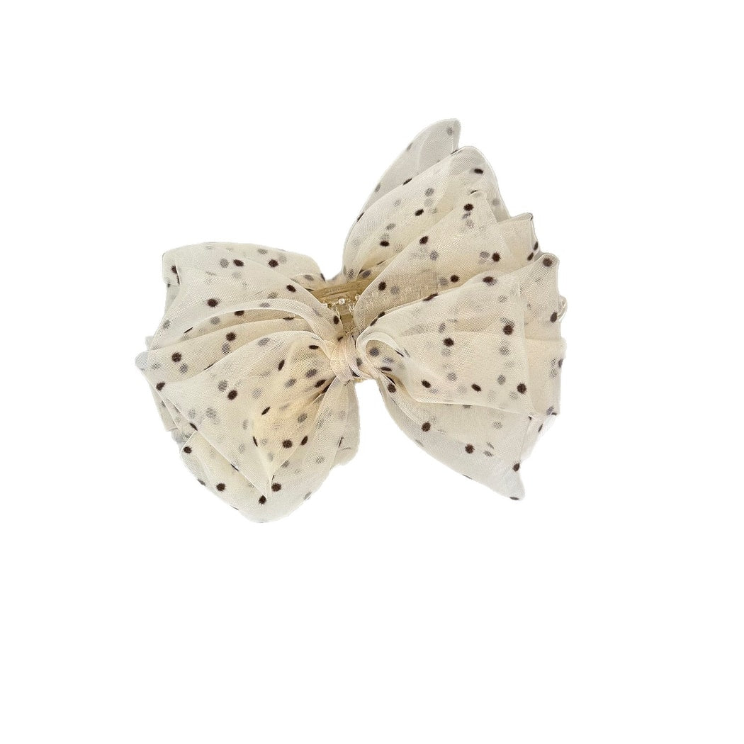 Beau - Beige Mesh Bow Decorative Banana Clip