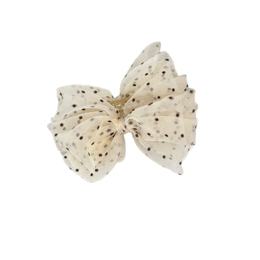 Beau - Beige Mesh Bow Decorative Banana Clip