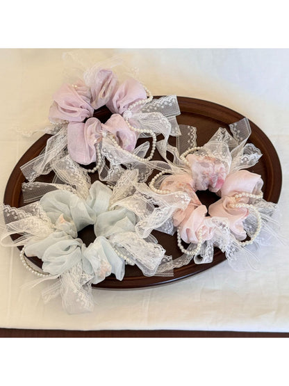 Gifty - Polyester Lace Bow Round Design Hair Tie