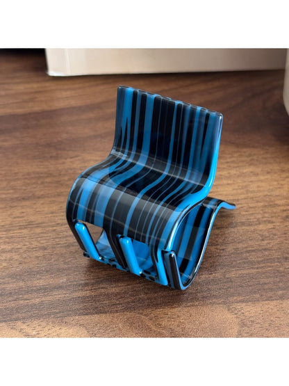 Beau - Textured Striped Acetate Elegant Ponytail Clip