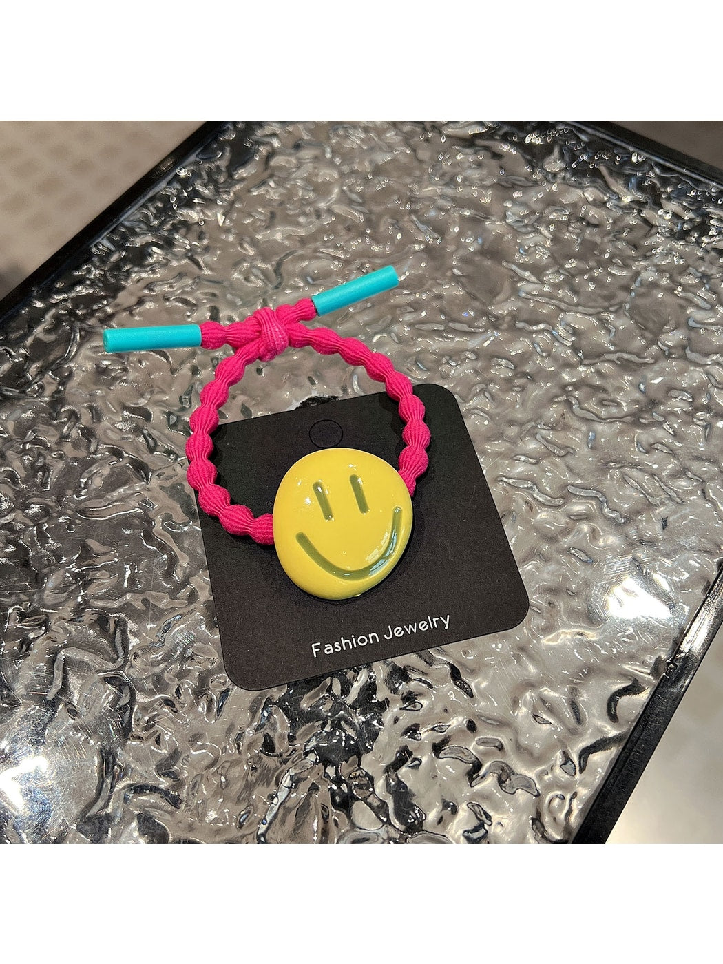 Gifty - Playful Smiley Face Elastic Ponytail Hair Tie