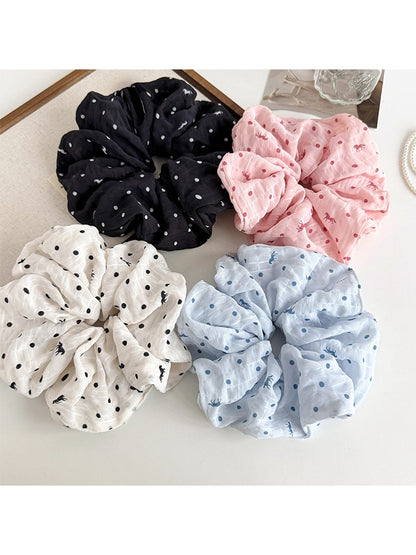 Gifty - Polka Dot Ruched Polyester Scrunchie