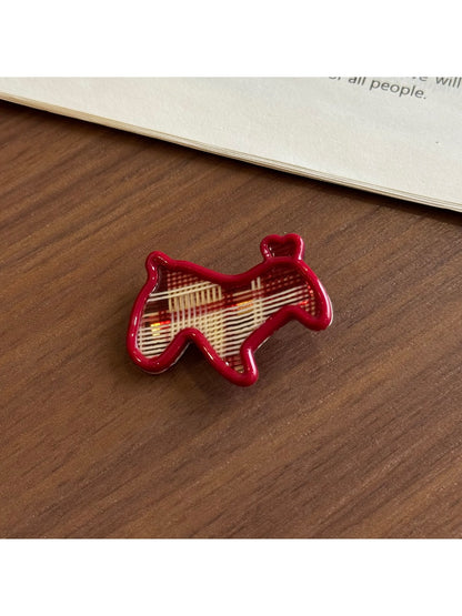 Beau - Plaid Acetate Alloy Side Bangs Hair Clip
