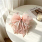 Beau - Floral Bow Ruffle Fabric Surface Claw Clip