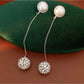 Earedge - Bead Accent Round Chain Drop Fashion Stud Earrings
