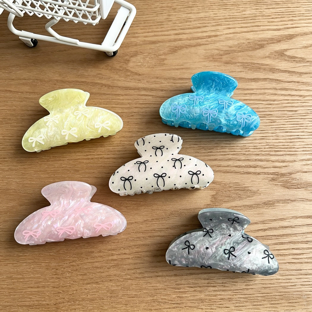 Beau - Marbled Bow Motif Sweet Style Claw Clip