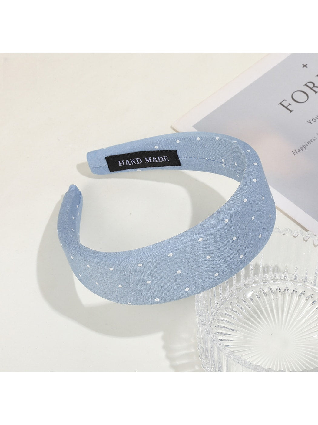 Gifty - Polka Dot Pleated Fabric Wide Edge Headband