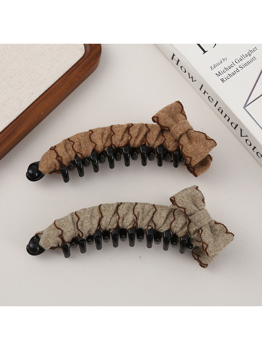 Beau - Sweet Ruched Fabric Look Banana Hair Clip
