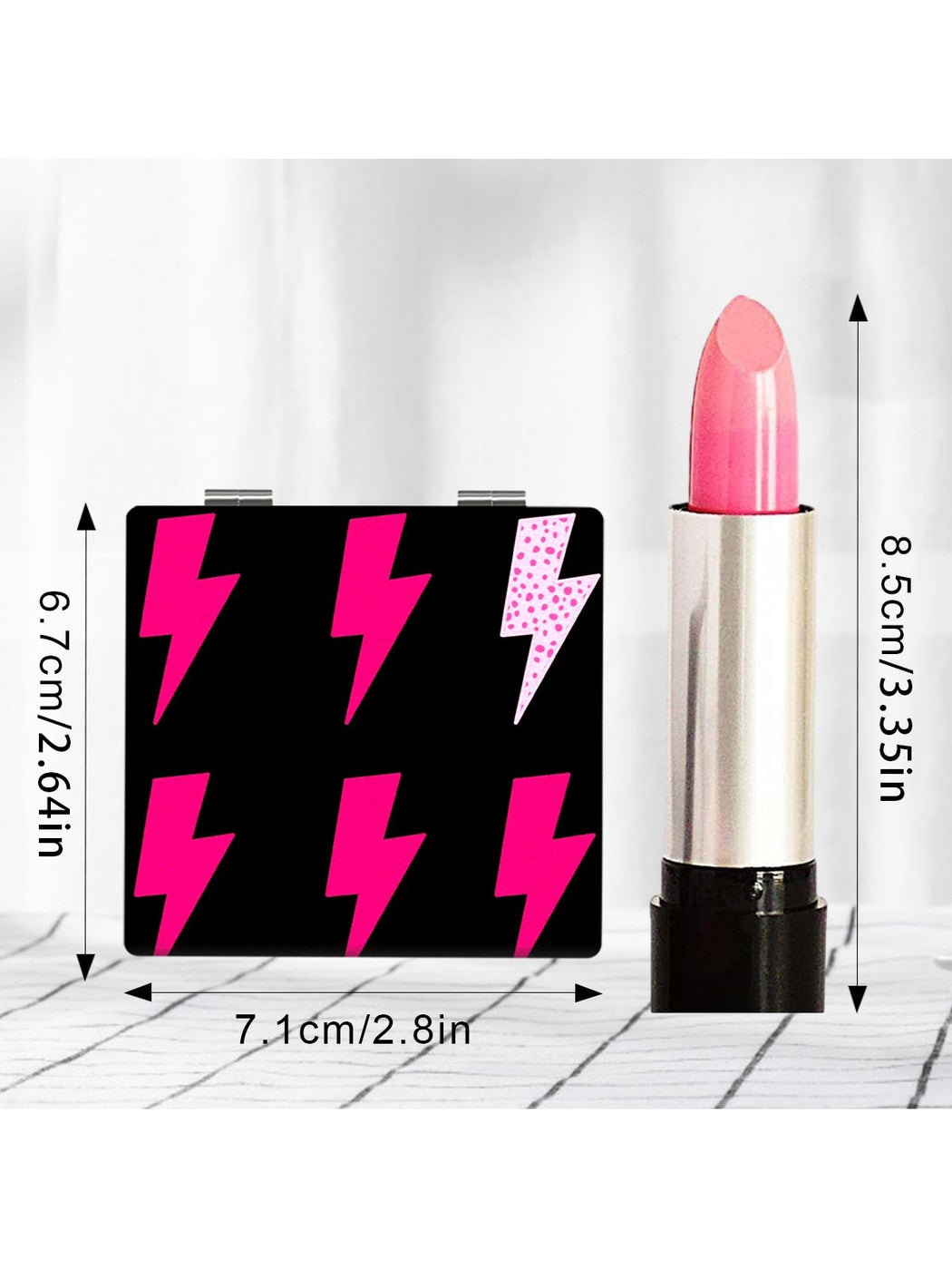 Mirroray - Pink Lightning Pattern Folding Makeup Mirror
