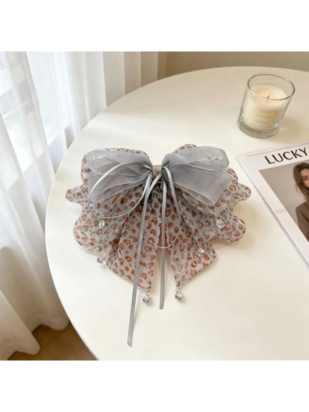 Gifty - Floral Mesh Ribbon Ponytail Flower Hair Tie