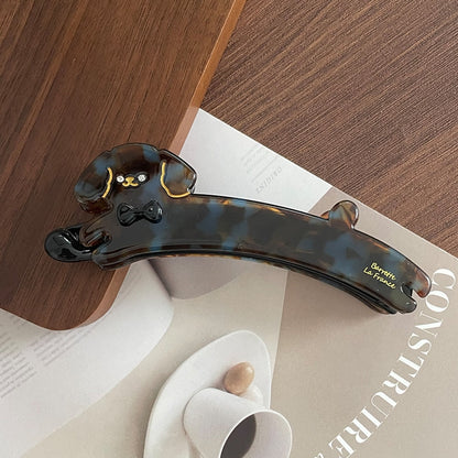 Beau - Playful Puppy Shape Curved Banana Clip