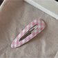 Beau - Plaid Fabric Covered Water Drop Hair Clip